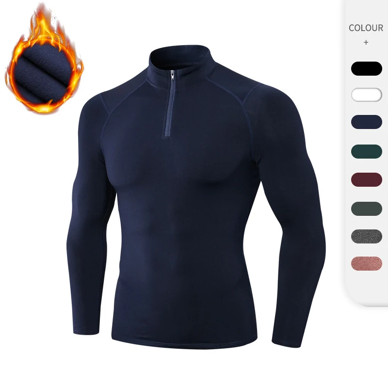 Зимние терморубашки с длинными рукавами, эластичные рубашки для бега, спортивные футболки, компрессионные рубашки, топ для бодибилдинга, фитнеса, спортивная одежда