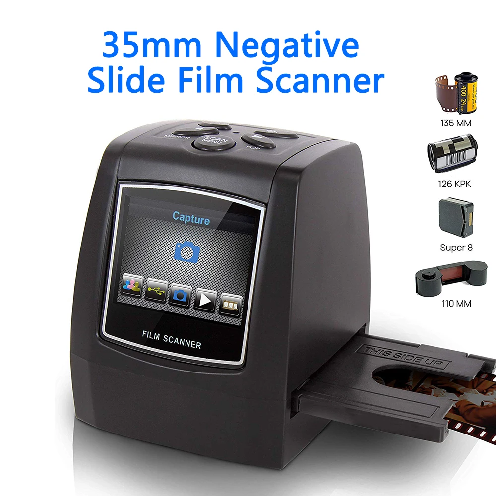 Переносной сканер негативной пленки 35 мм Конвертер слайд-пленки для просмотра цифровых изображений с 2,4-дюймовым ЖК-дисплеем с программным обеспечением для редактирования изображений