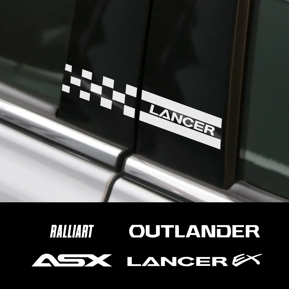 Для Mitsubishi Lancer EX Outlander ASX L200 Ralliart 2ШТ Окна Автомобиля B Стойки Авто Декор Колонны Наклейки Наклейки DIY Аксессуары