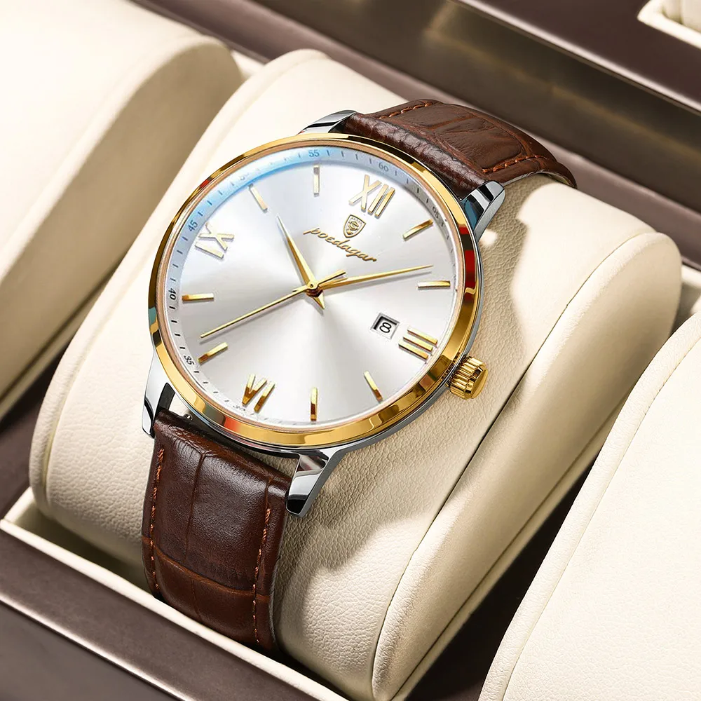 Sdotter, мужские часы, лучший бренд, роскошные мужские наручные часы, Кожаные кварцевые часы, спортивные Водонепроницаемые мужские часы, деловые часы + коробка