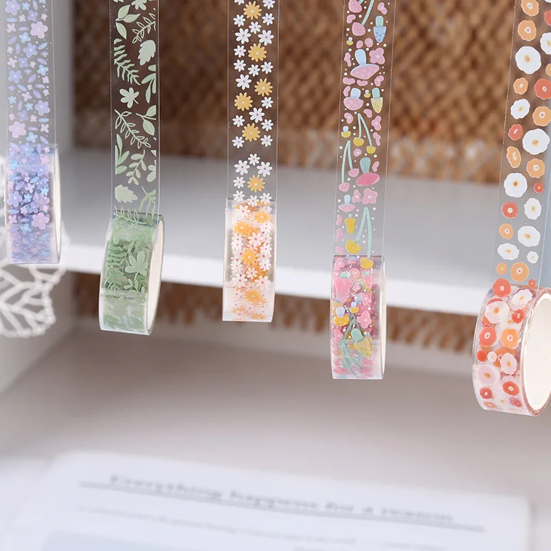5 рулонов прозрачной клейкой ленты Kawaii, лента для декоративных материалов 