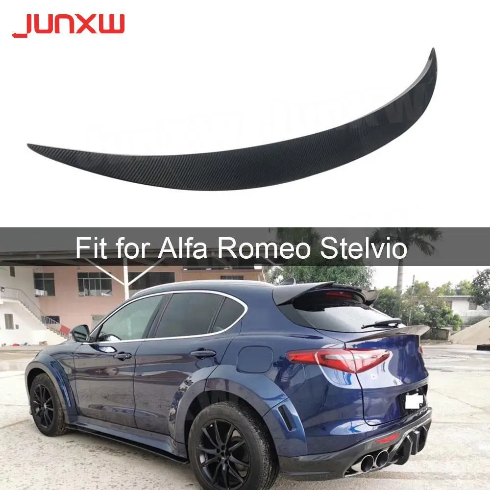Крылья заднего спойлера багажника из углеродного волокна для Alfa Romeo Stelvio Spoiler 2017 2018 Наклейка на задний средний спойлер FRP
