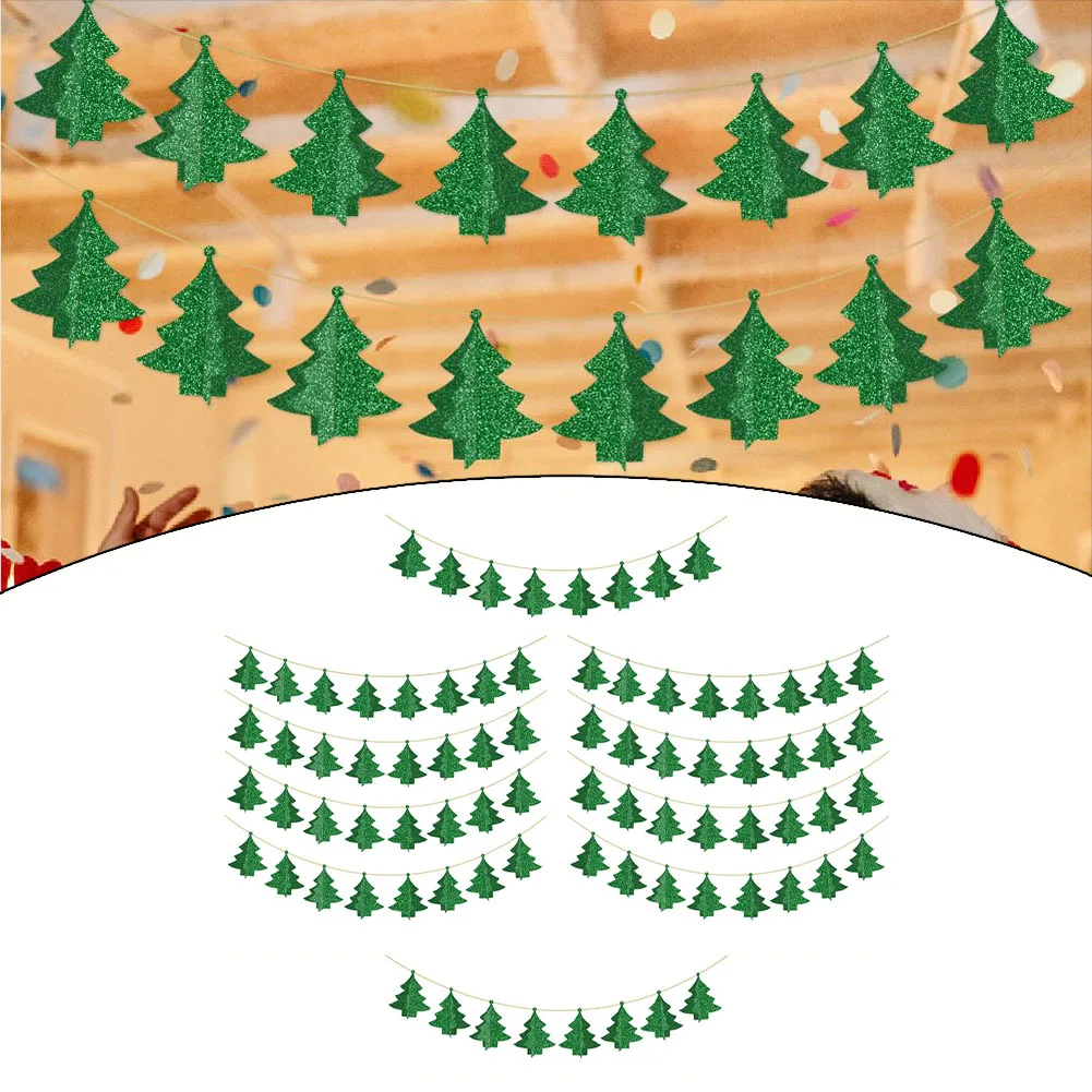 10шт 1,2 м Трехмерная Рождественская елка, Бумажный флаг, баннер, украшение для домашней Рождественской вечеринки 15,9x14,3 см