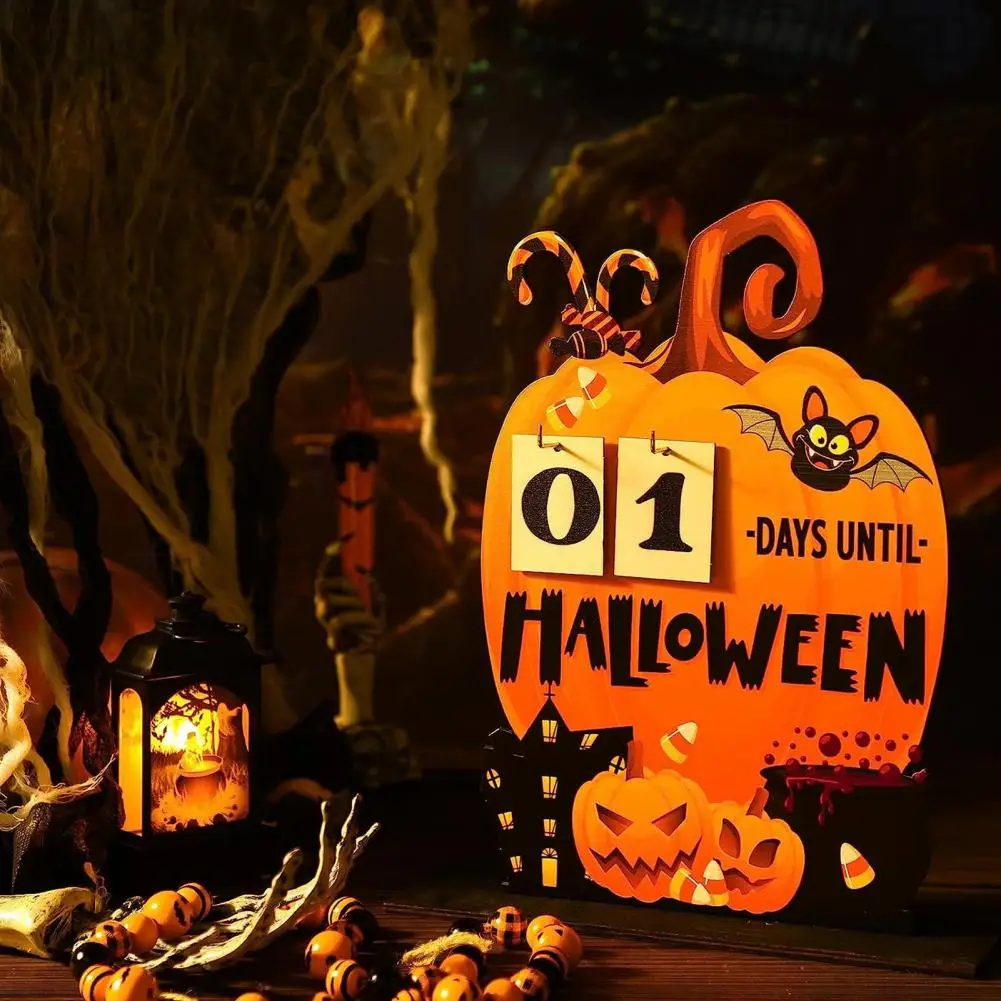 Украшение для вечеринки в честь Хэллоуина, Праздничный Календарь обратного отсчета на Хэллоуин, Деревянные украшения в форме тыквы для детского домашнего класса