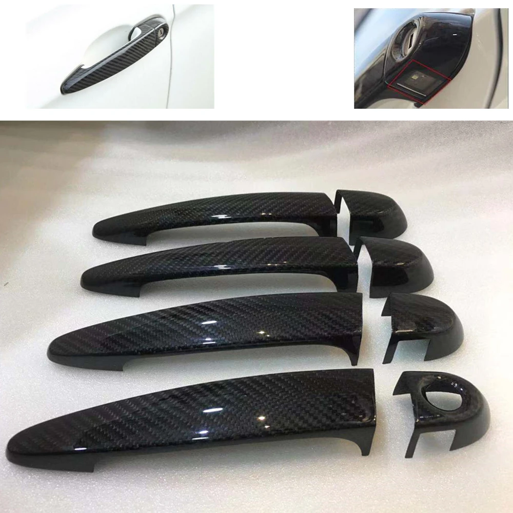 Для BMW X5 E70 2010-2013, не умное отверстие для ключа, настоящее сухое углеродное волокно, наружная дверная ручка, накладка, чехол