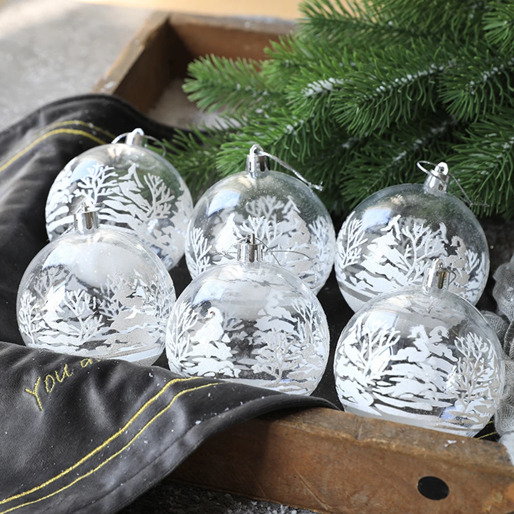 Для Рождественской елки, камина, Рождественских шаров, прикроватной тумбочки, 6 шт., украшения для шаров, Высококачественная Расписная Подвеска, Прозрачная