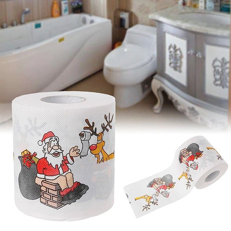 Рождественская туалетная бумага в рулоне Санта-Клаус для ванной Принадлежности для туалетной бумаги Рождественские Украшения Рулон ткани Санта-Клаус Новый Год