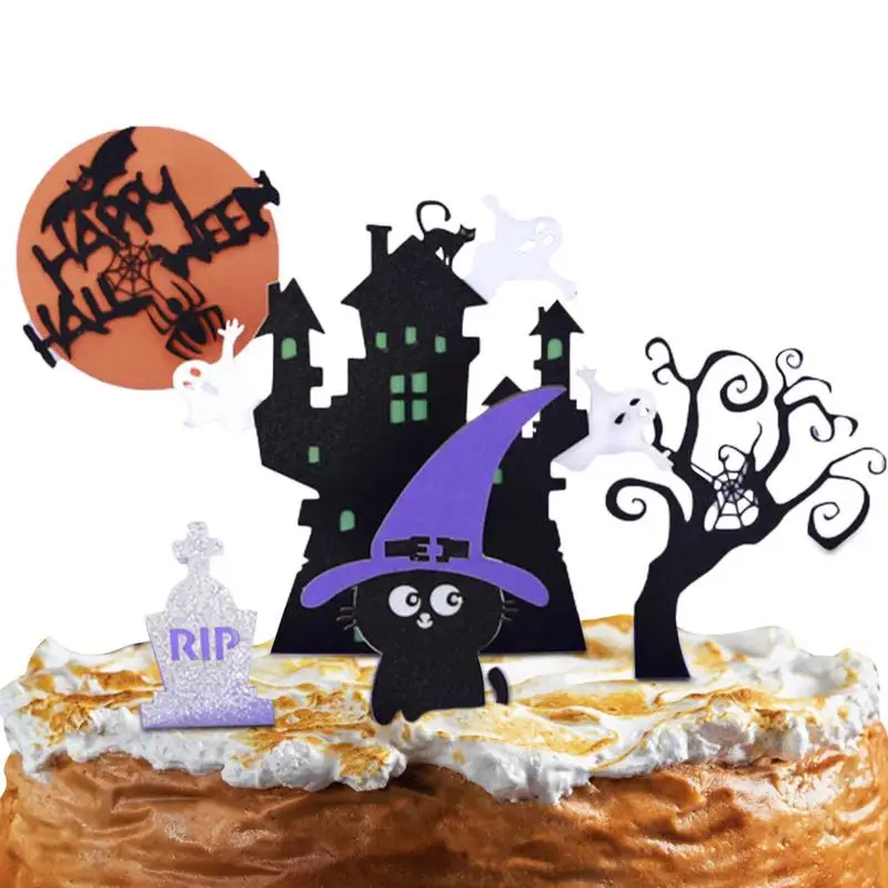 Ужас, день рождения торт Топпер блеск 6шт мультфильм ужасов кекс украшения портативный торт пластины для фотографии реквизит жуткий
