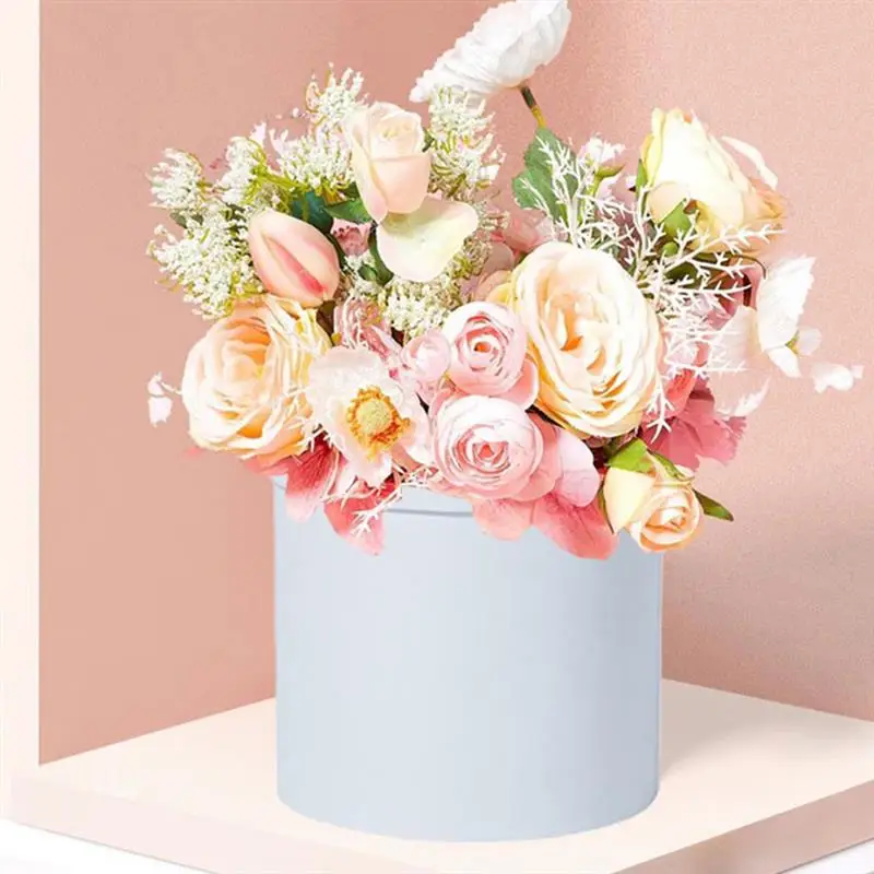 Коробка Коробки Подарочные Цветы Флористический букет Упаковочная бумага Круглая упаковка шляпа Цветочные Композиции для хранения цветов ведро Цветущая роза