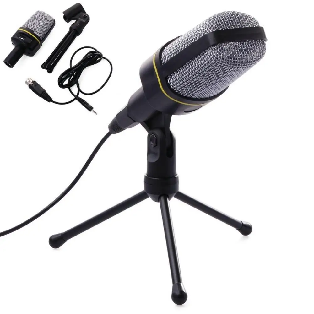 Микрофон для записи пк Профессиональный аудио Конденсаторный 3,5 мм со штативом Микрофон для трансляции звука Зеркальная камера для ноутбука