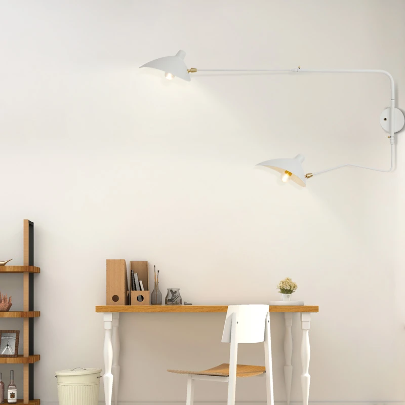 Настенные светильники Nordic E27 Spider Serge Mouille с поворотным длинным шестом, настенные светильники для спальни, креативные светильники для гостиной