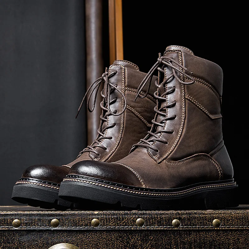 Высококачественная мужская обувь из натуральной кожи в стиле осень-зима в британском ретро, универсальные ботильоны из воловьей кожи, ботинки 