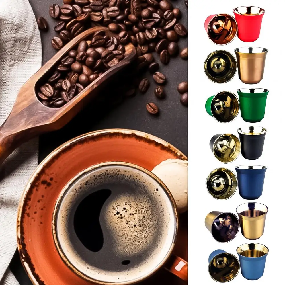Кофейная кружка с двойными стенками из нержавеющей стали, милая термокружка для эспрессо объемом 80 мл, термокружки в форме капсулы для кофе Nespresso Pixie Coffee
