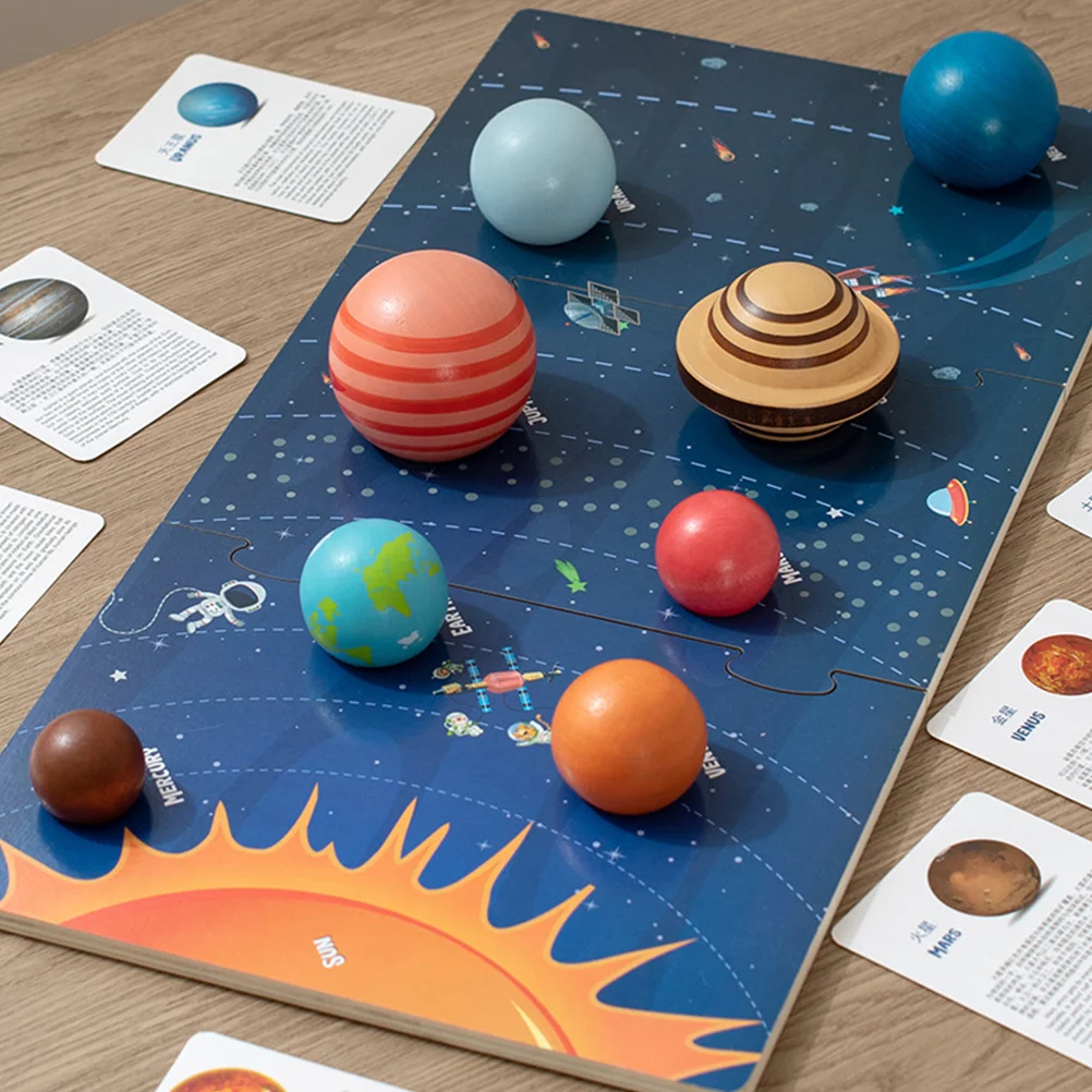 Деревянные пазлы Детские Деревянные космические обучающие игрушки Cognition Детская модель Солнечной системы Планеты Познавательная доска