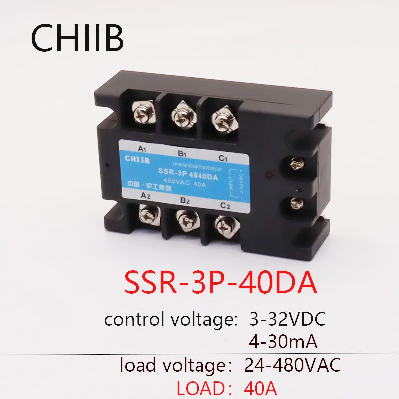 CHIIB SSR-3P-40DA 3-фазное Твердотельное Реле Постоянного тока, Управляющее Переменным 3-фазным SSR 40DA 380VAC