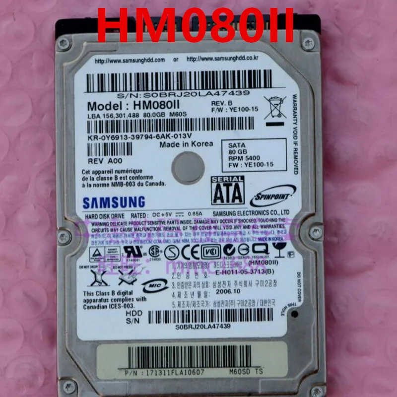 Оригинальный 90% новый жесткий диск SAMSUNG 80GB SATA 2.5 