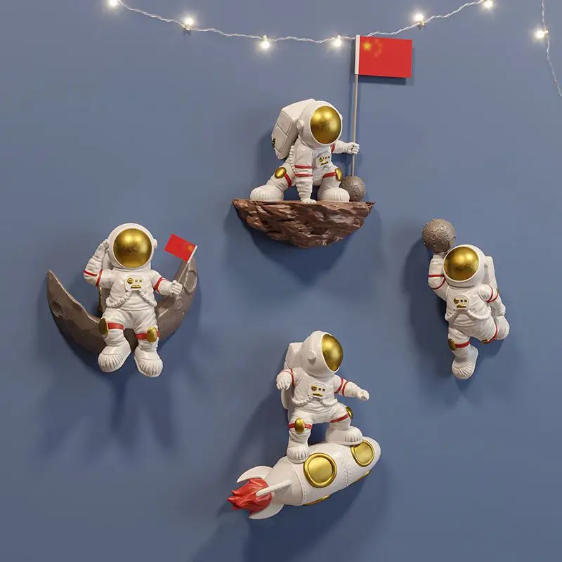 Креативное настенное украшение из смолы астронавта Детская спальня Милые настенные росписи Домашняя гостиная Наклейка на стену Ремесло