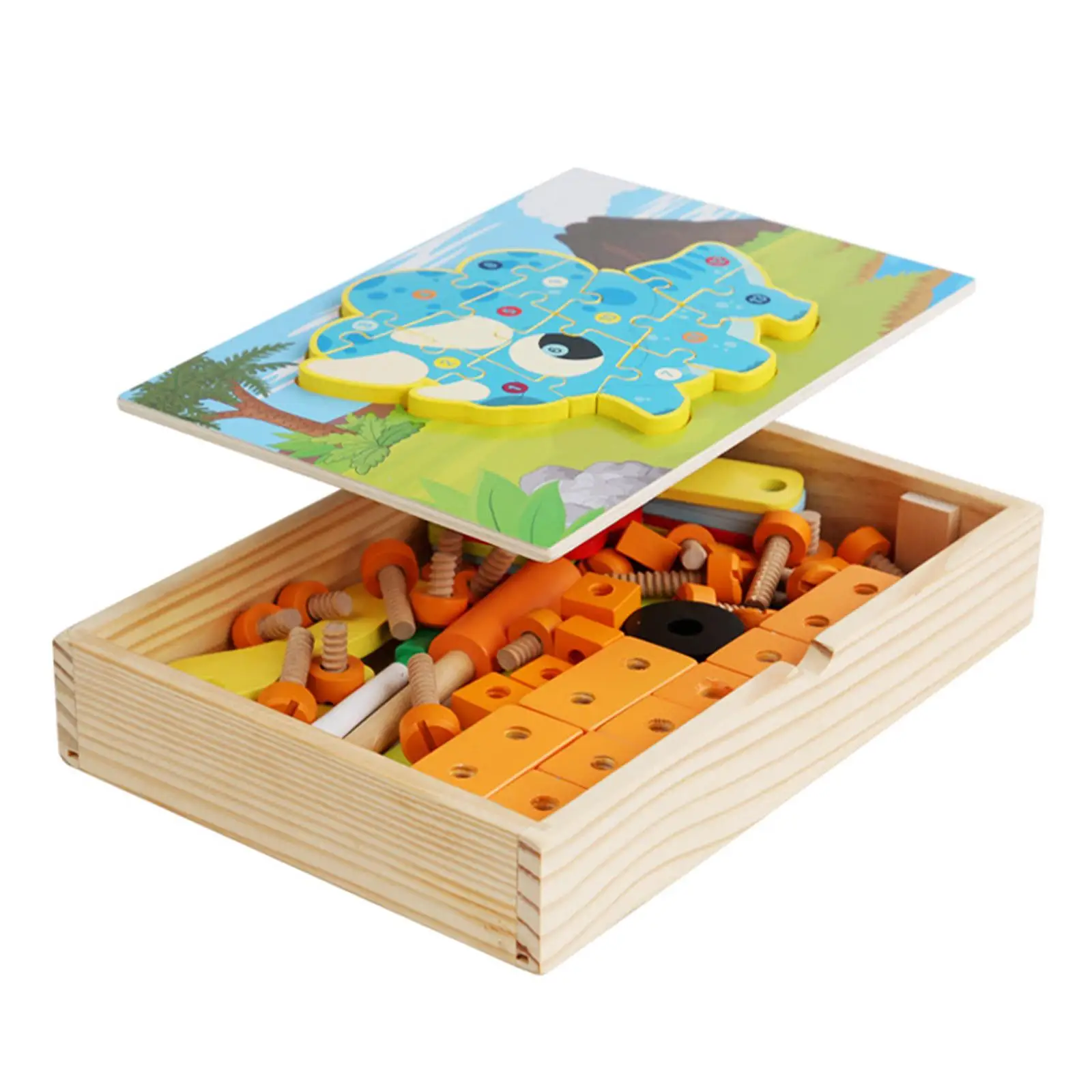 Набор деревянных гаек и болтов Игрушки Монтессори, развивающие стержневые игрушки для детей 3-х лет, мальчиков и девочек, малышей, лучший подарок на День рождения