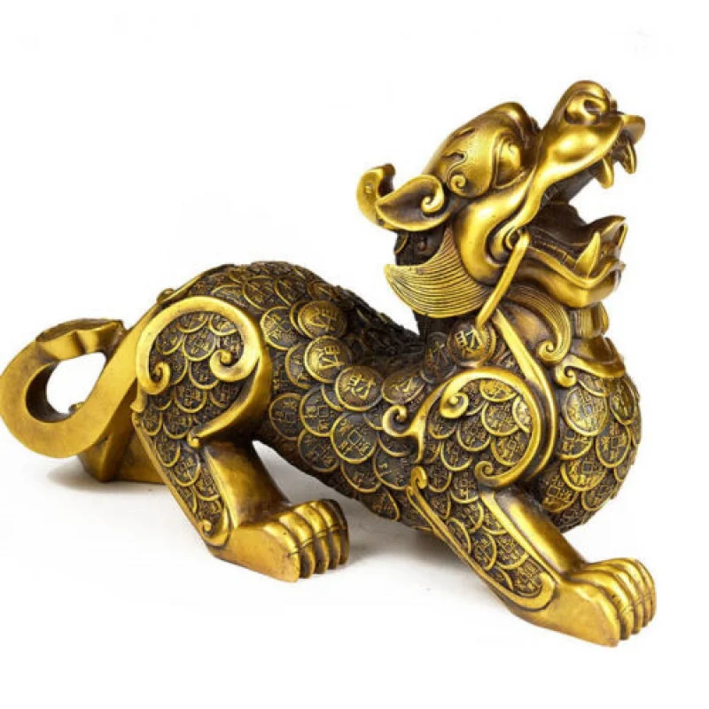 Lucky Fengshui Old Bronze Guardian Fortune Unicorn Pixiu Brave Army Лучшая Статуя 1 пара