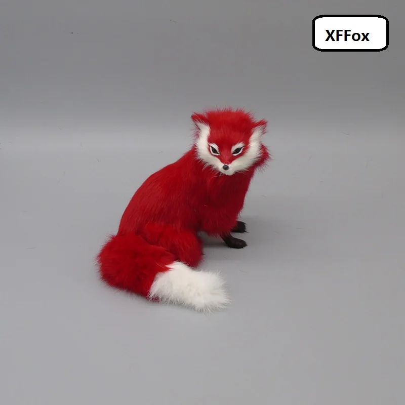 новая модель лисы из пластика и меха, имитирующая сидящую рыжую лису, подарок размером около 16x14 см xf2402
