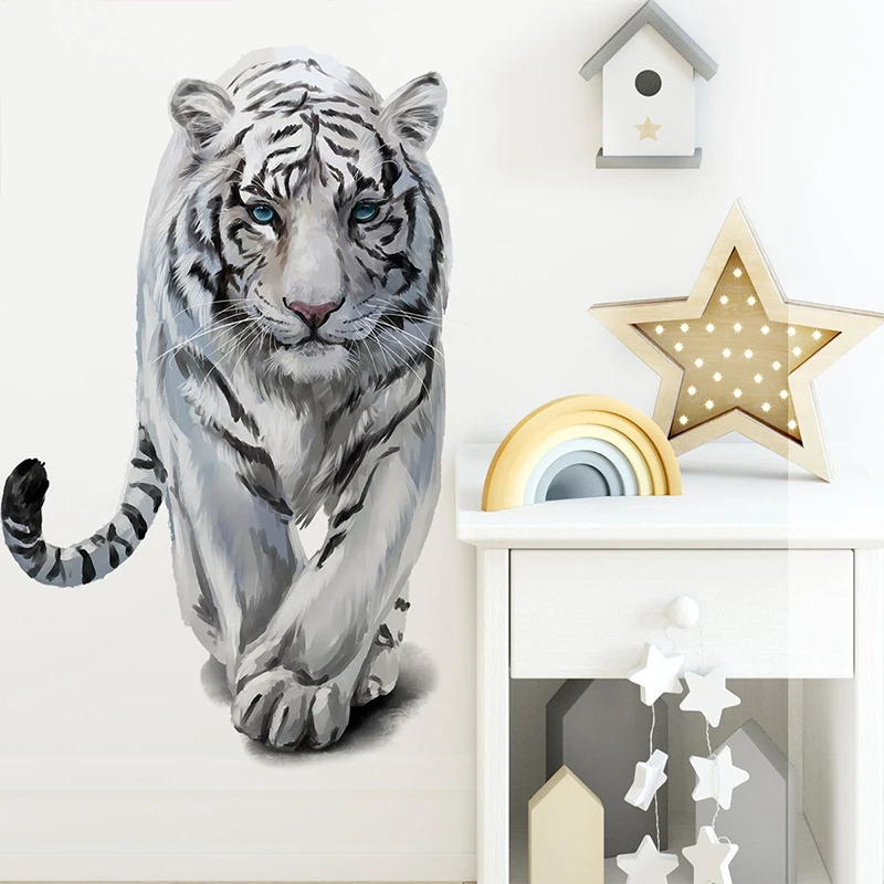 Креативная 3D наклейка с изображением тигра на стену для украшения детской комнаты, домашней спальни, ПВХ настенной росписи с изображением животных, наклейки на стены