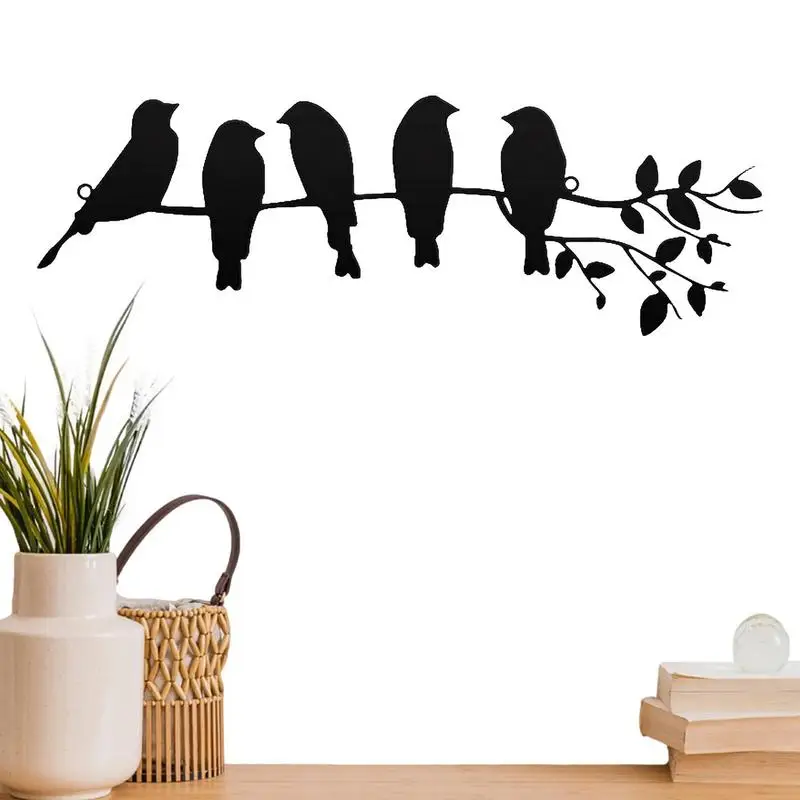 Птицы на ветке, настенная скульптура металлической птицы, Настенный знак, силуэт птицы для балкона, сада, домашнего декора