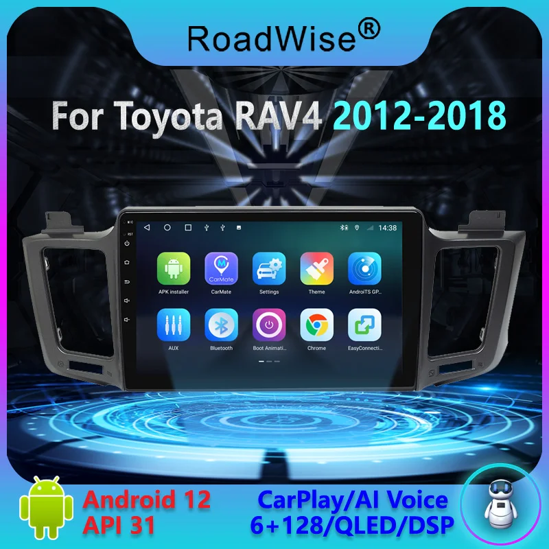 Автомобильный радиоприемник Roadwise 2 Din Android Мультимедиа Carplay для Toyota RAV4 RAV 4 LHD 2012 - 2016 2017 2018 4G GPS DVD Автомагнитола стерео