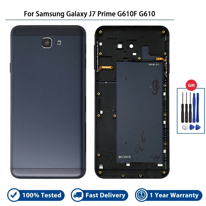 Задняя Крышка Для Samsung Galaxy J7 Prime G610 G610F On7 2016 Задняя Крышка Батарейного Отсека Дверной Корпус Задняя Стеклянная Оболочка Корпуса Клейкая Наклейка