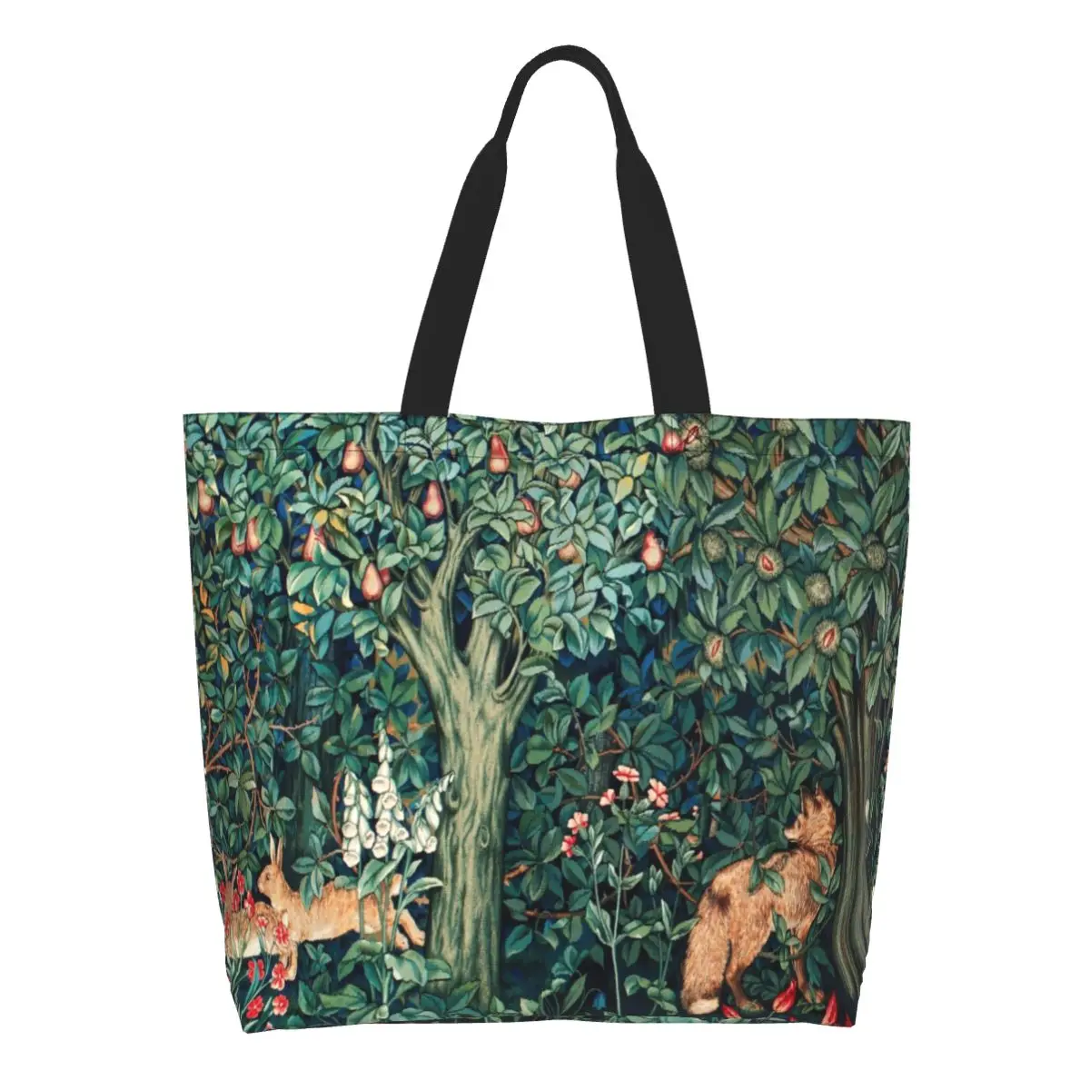 Лиса и зайцы от William Morris, сумка для покупок из бакалейных товаров, холщовая сумка для покупок, сумка через плечо, сумка с рисунком большой емкости