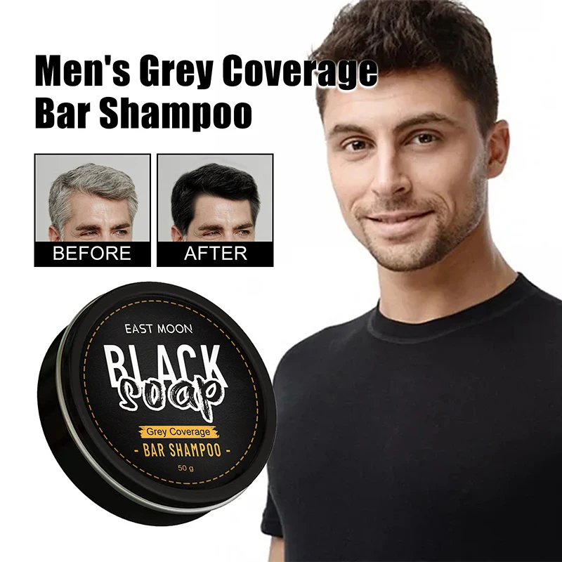 Мужское мыло для волос EAST MOON Black Мыло для затемнения волос Шампунь-бар Быстрый Эффективный ремонт Серо-белая краска для волос Body Natural Org