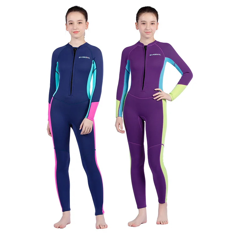 Детский цельный водолазный костюм CX81-2,5 мм для женщин среднего и большого размера, солнцезащитный теплый костюм для серфинга, купальник 