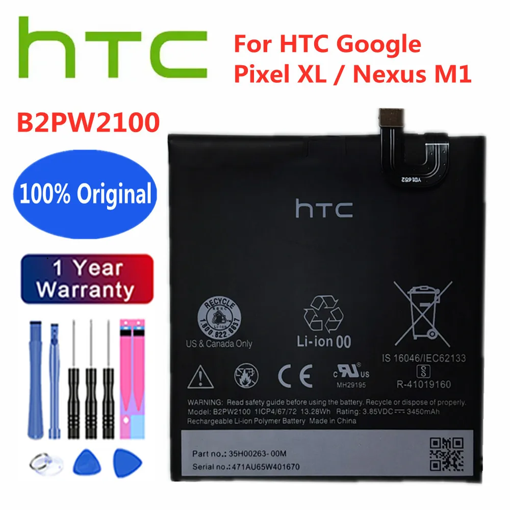100% Новый Оригинальный Аккумулятор B2PW2100 Для HTC Nexus Google Pixel XL Nexus M1 Высококачественные Сменные Батареи Bateria 3450mAh
