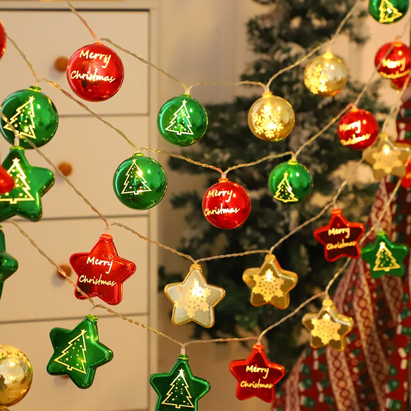 Светодиодные рождественские украшения, гирлянды, Рождественский шар на батарейках, Звездное Сказочное освещение, декоры Рождественской елки своими руками, подвесные подвески