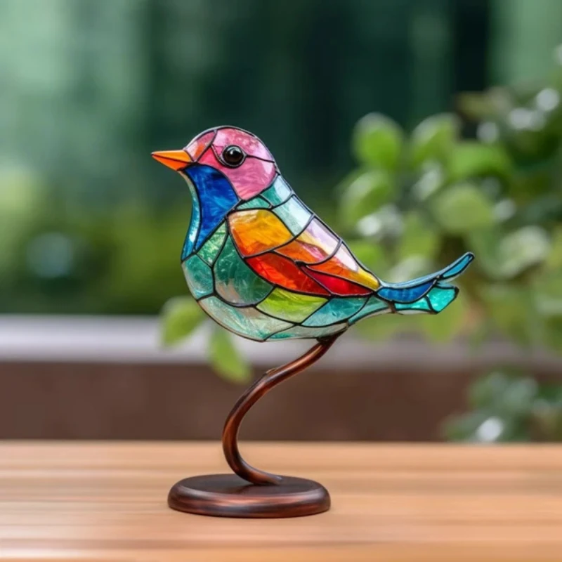 Новые красочные украшения для дома с птицами, Украшения для дома с птичьим металлическим клеем