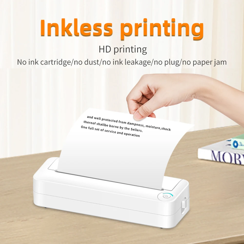 Портативный бумажный принтер формата А4, термопечать, беспроводное подключение BT для мобильных фотопринтеров iOS Android, поддержка печати шириной 210 мм