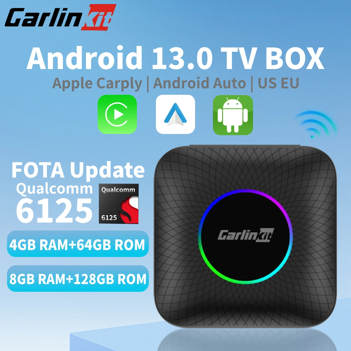 Carlinkit Беспроводной Carplay Ai TV Box Android13 IPTV Netflix QCM 8-Ядерный Smart TV Box CarPlay Android Auto для Bmw Toyota Benz