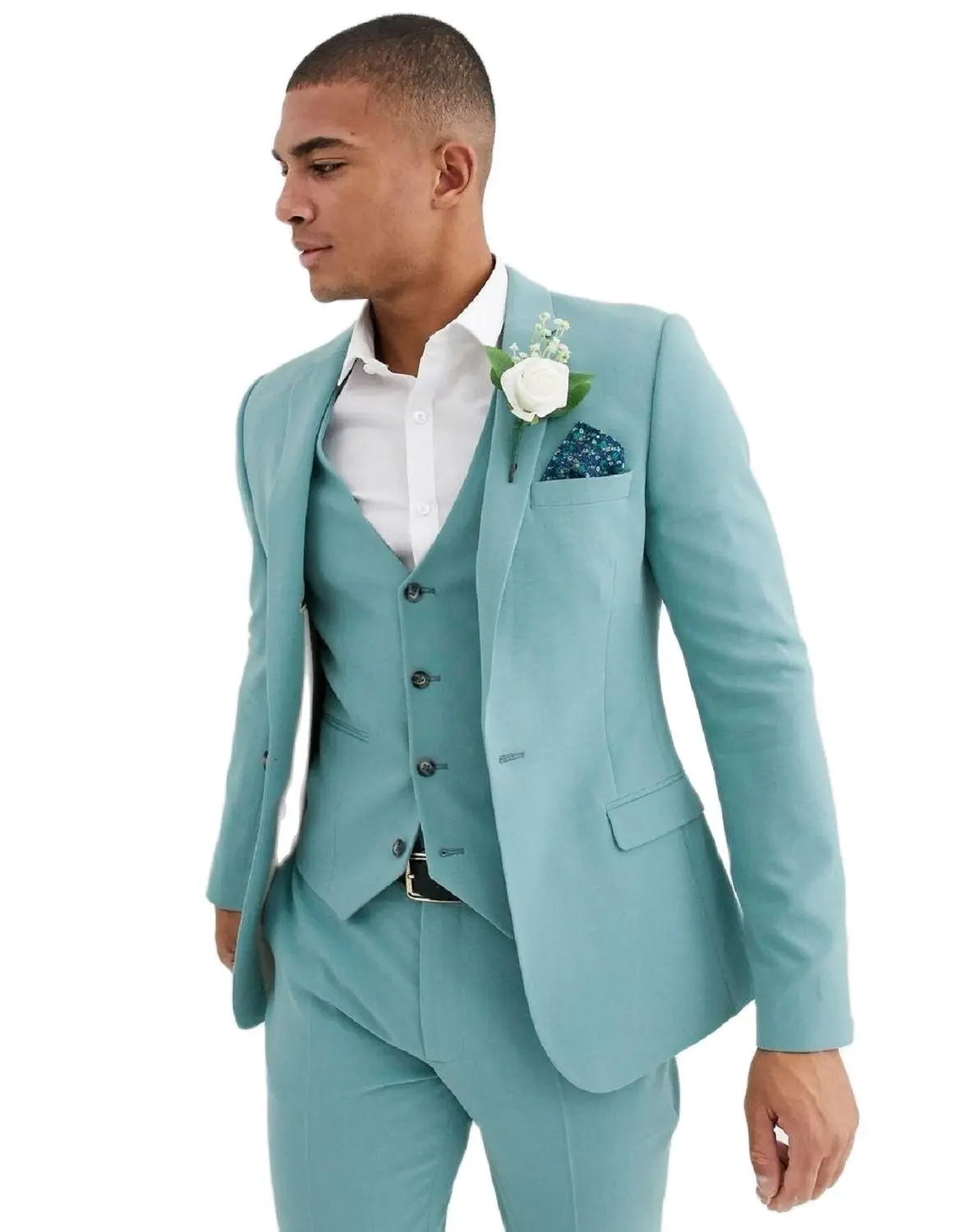 Мятно-зеленые мужские костюмы, пляжные смокинги жениха, свадебные смокинги 2021 Для мужчин, официальный костюм для выпускного вечера с отворотом, 3 предмета