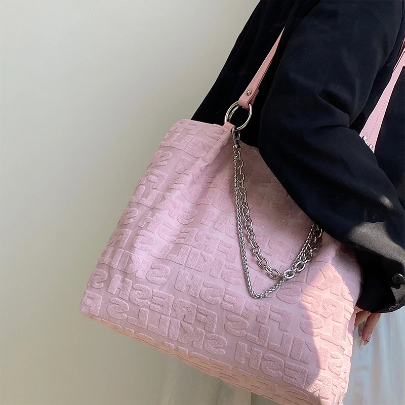 Модные дизайнерские цепочки, женские сумки через плечо с верхней ручкой, женская сумка-тоут большой емкости с буквенным дизайном, женские дорожные сумки для покупок
