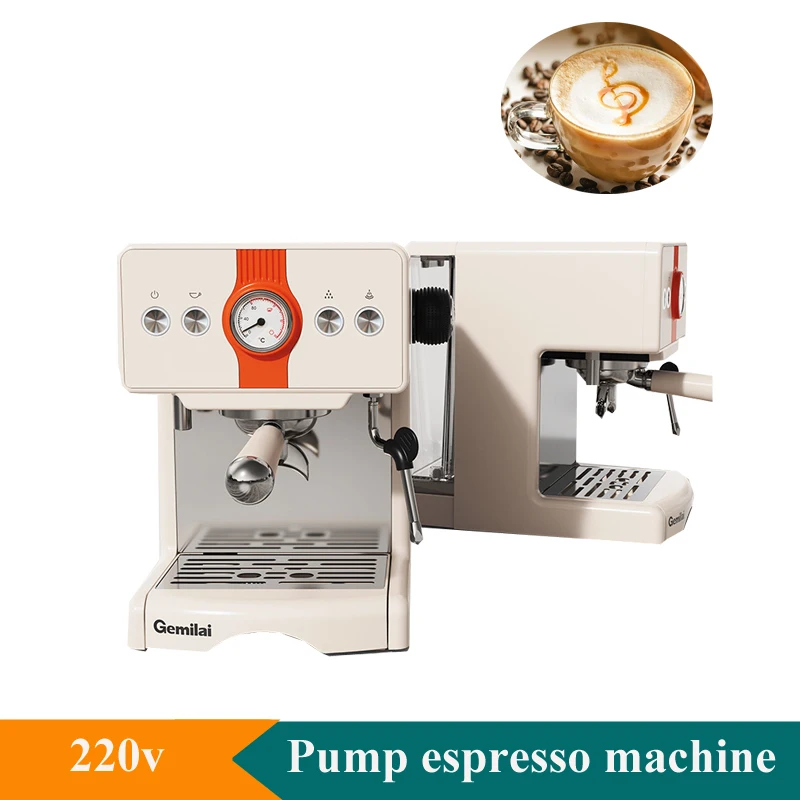 Эспрессо-машина Кофеварка из нержавеющей стали Полуавтоматическая кофемашина для приготовления капучино с насосом Бытовая