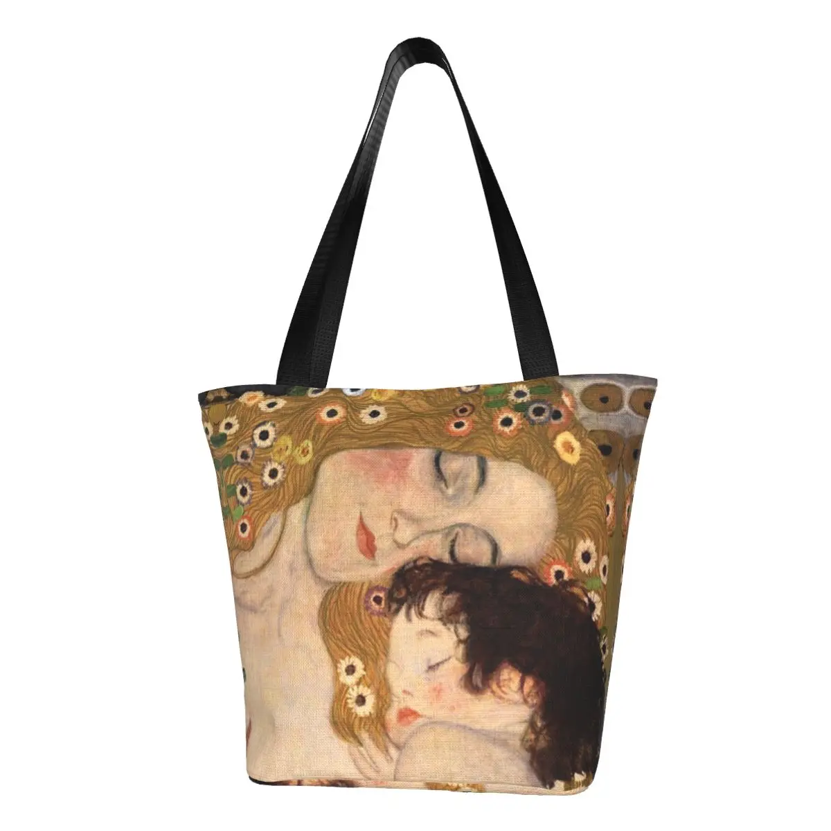 Переработка женской сумки для покупок трех возрастов, женская холщовая сумка-тоут на плечо, картины Густава Климта, сумки для покупок в продуктовых магазинах