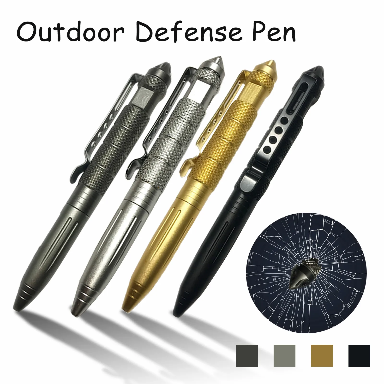 Тактическая ручка Dropshiping Defense, высококачественная алюминиевая противоскользящая портативная ручка для самообороны, стальной набор для выживания, разбивающий стекло