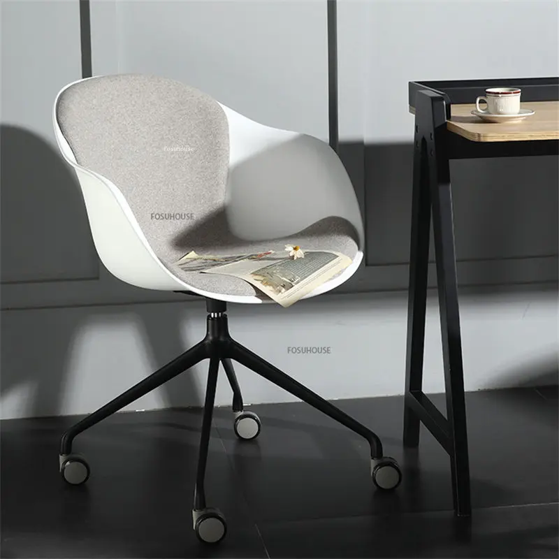Офисное кресло из скандинавского пластика С подъемной спинкой Простые Компьютерные Стулья Офисная Мебель Креативный Дизайн Кабинет Поворотное Игровое кресло