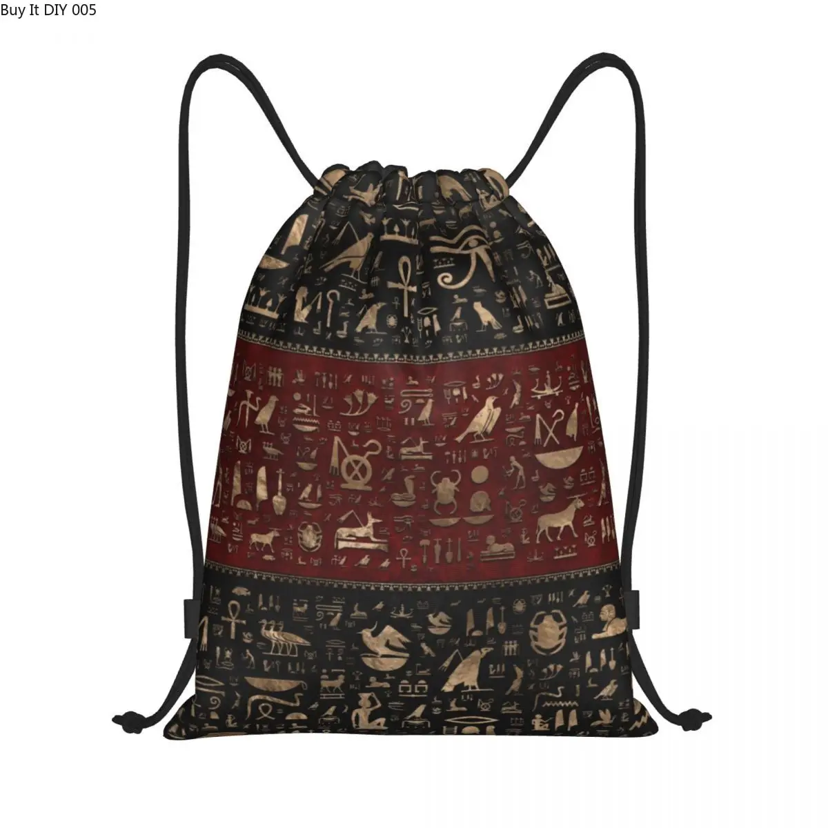 Древнеегипетские иероглифы, рюкзак на шнурке, женский Мужской Спортивный рюкзак для спортзала, Складная тренировочная сумка для культуры Египта, сумка