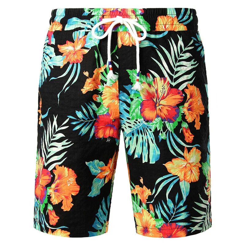 Пляжные шорты с цветочными листьями, мужские шорты для серфинга y2k с 3D-принтом, Летний Гавайский купальник, плавки, шорты Cool Ice
