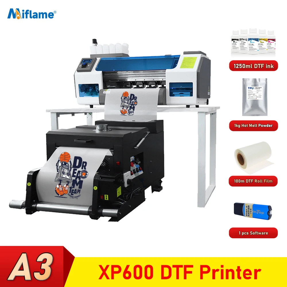 Принтер A3 DTF с Двумя печатающими головками XP600 DTF Transfer Film Printer 30-сантиметровая Печатная машина для футболок с Порошковым Шейкером
