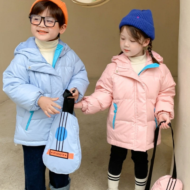 Пуховик для девочек, хлопковый ветрозащитный зимний костюм 2023, Очаровательная теплая зимняя лыжная одежда из плотного бархата, детская одежда больших размеров