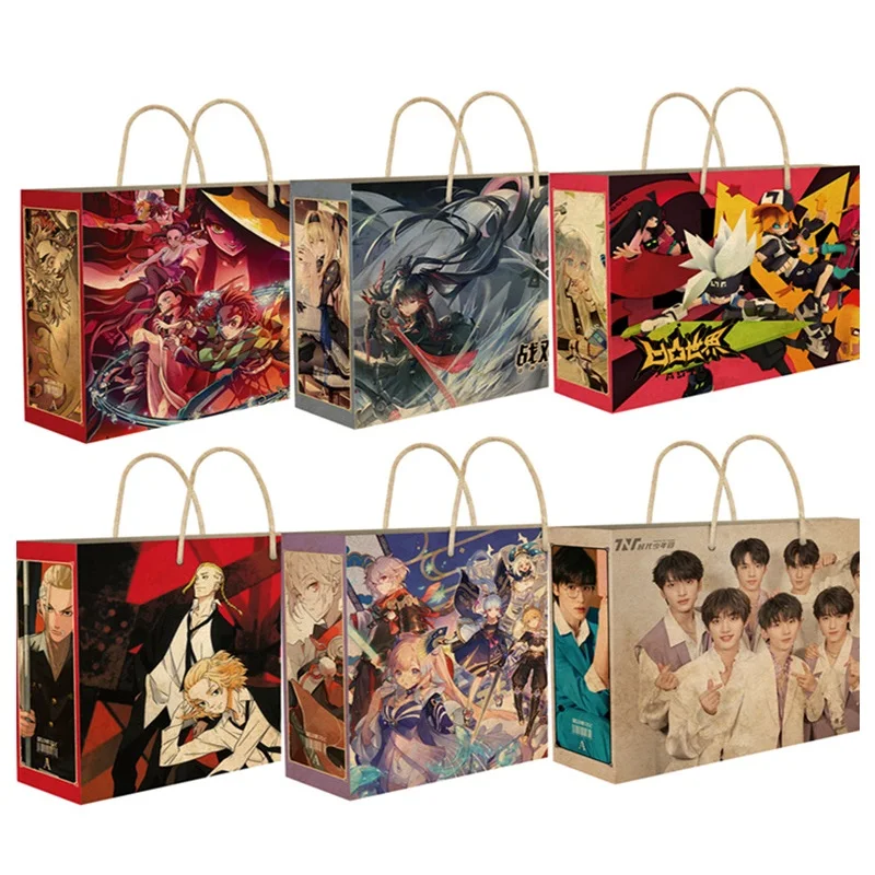 Аниме Токийские Мстители, Genshin Impact, Demon Slayer Винтажный подарочный пакет из Крафт-бумаги на удачу, открытка, брелок, Воздушный шар, подарок для косплея