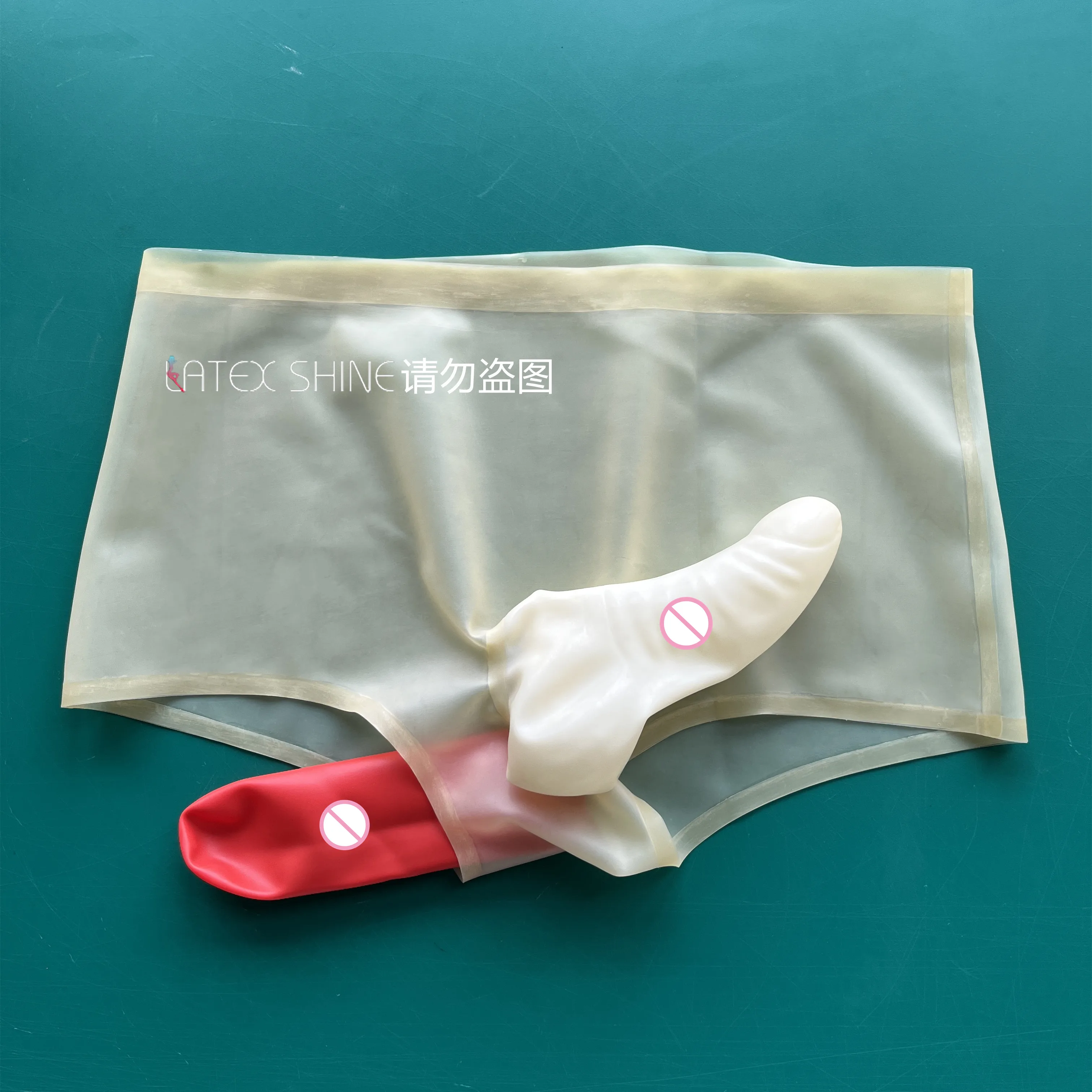 Сексуальное Прозрачное мужское латексное нижнее белье, Боксеры, трусы с двумя презервативами, оболочка для ануса и пениса