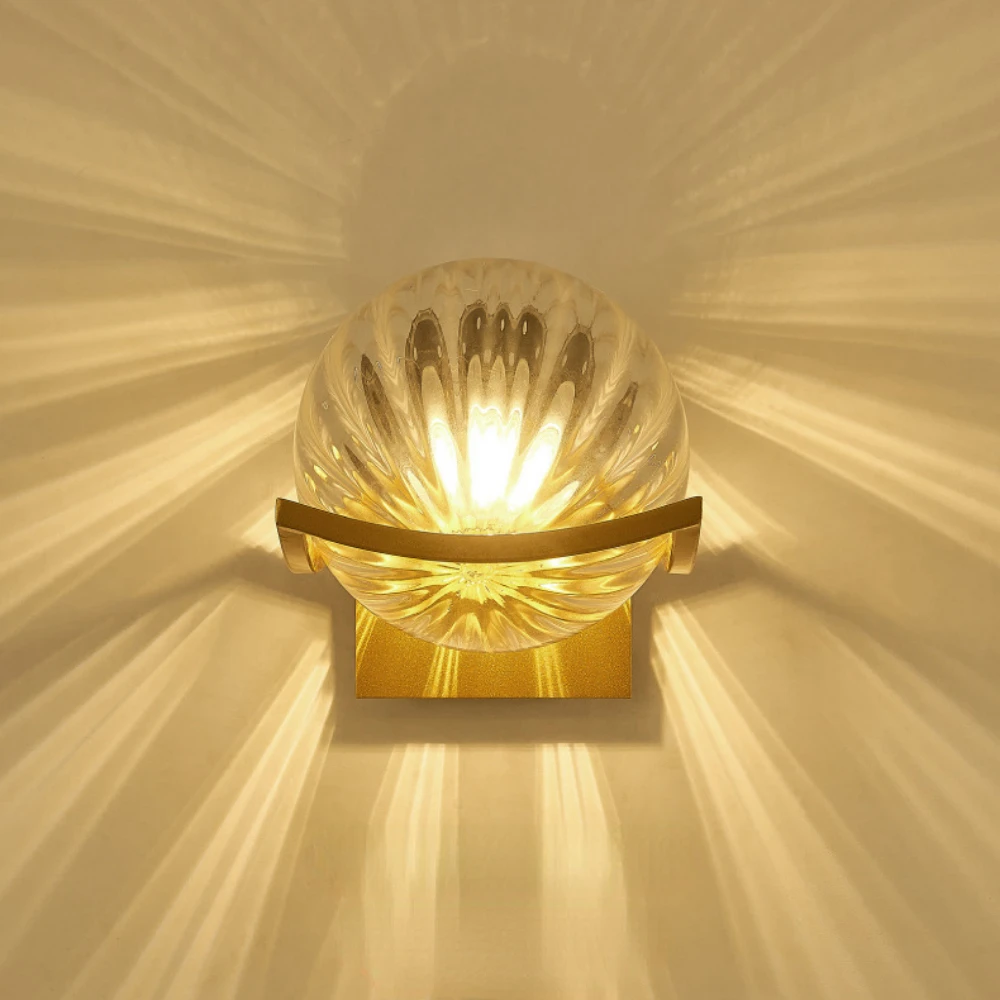 Современный светодиодный светильник с Золотым Стеклянным шаром Настенный светильник для гостиной Ванной комнаты спальни Прикроватной тумбочки для входа На крыльцо Лампа для украшения внутреннего освещения